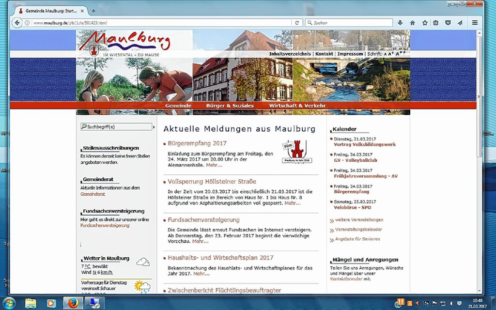 Maulburg: Homepage  wird aktualisiert