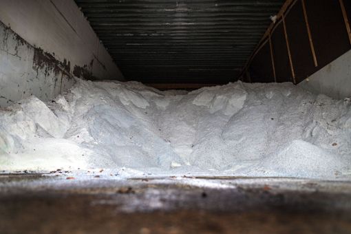 Das Salzlager auf dem Werkhofgelände fasst rund 600 Tonnen Salz. Foto: Kristoff Meller Foto: mek