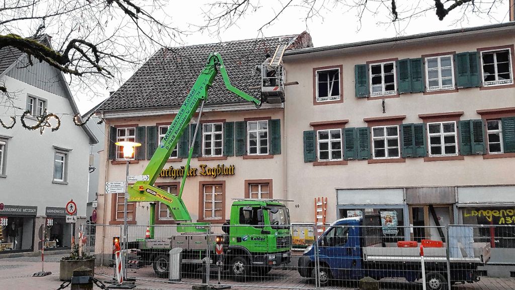 Schopfheim: Lose Steine: Sicherungsarbeiten an den Uehlin-Häusern