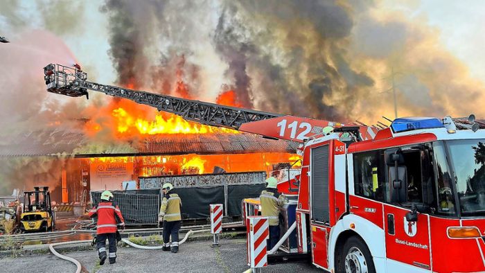 Basel: Gewerbegebäude steht in Flammen