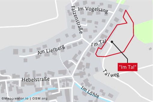 Das geplante Baugebiet „Im Tal“ in Hertingen. Foto: maps4news/HERE/anl