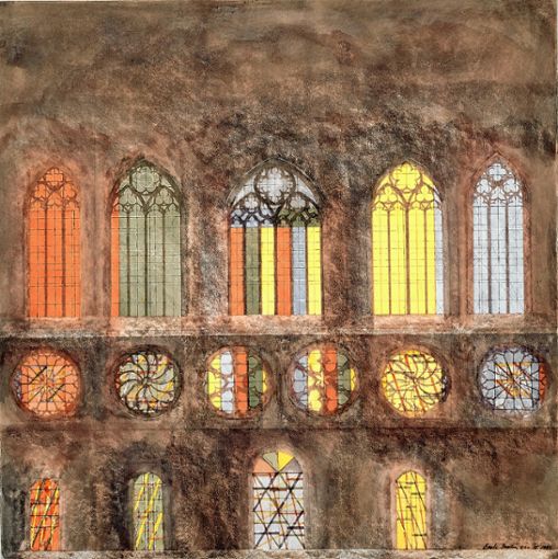 Studie für die Fenster des Basler Münsters II von Brice Marden, 1983, Bleistift, Aquarell und Tinte auf Waben-Karton Foto: Kunstmuseum/Inv. 1991.48