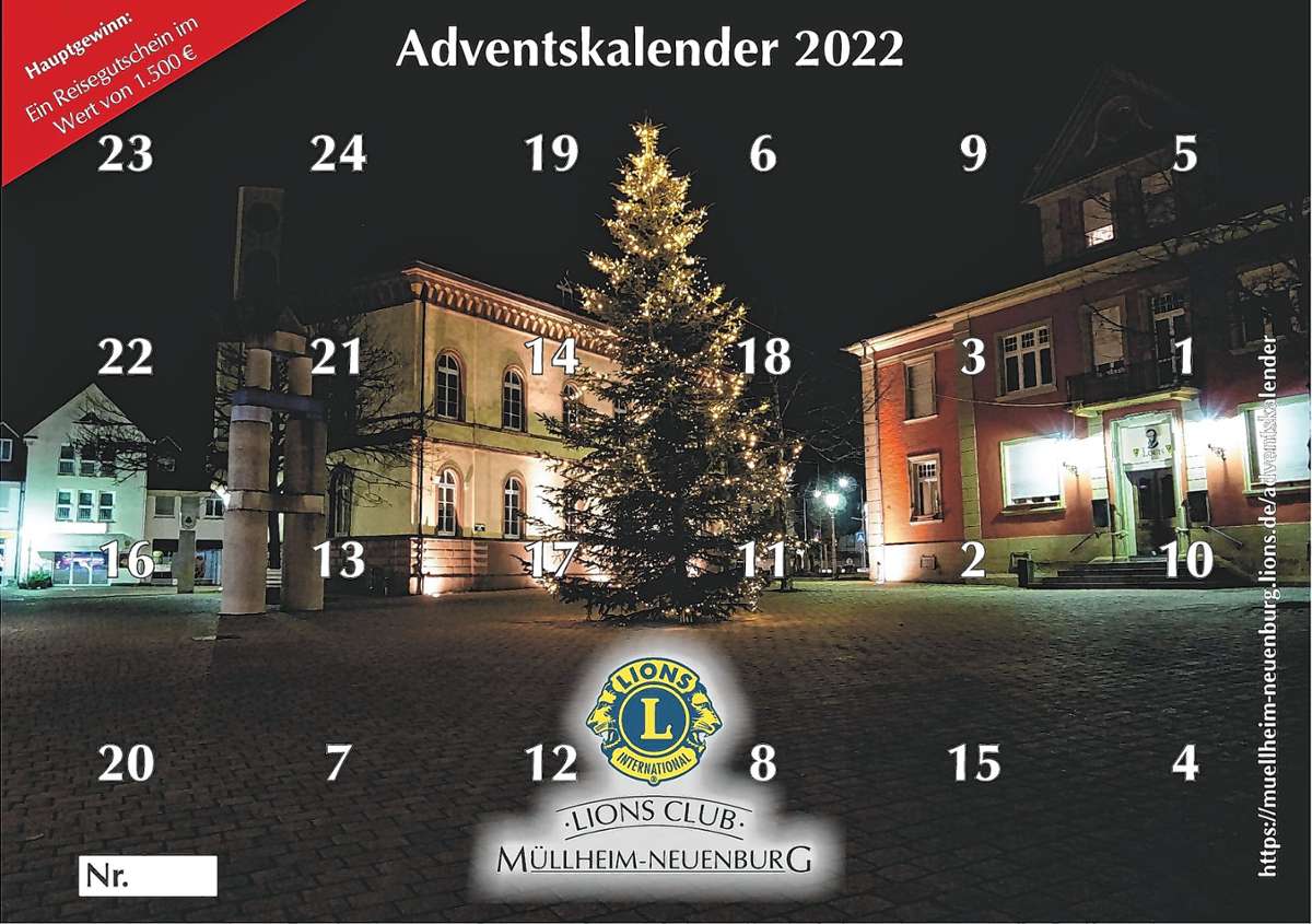 Der Markgräfler Platz in Müllheim ziert den diesjährigen Adventskalender des Lions-Clubs Müllheim-Neuenburg. Foto: zVg