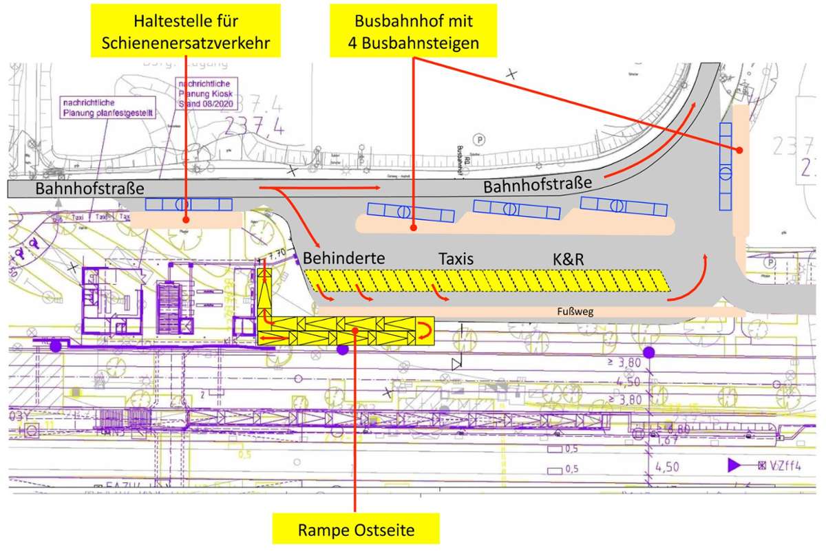 Der Vorschlag der Stadtradler für eine Rampe auf der Ostseite des künftigen Müllheimer BahnhofsFoto: zVg Foto: Weiler Zeitung