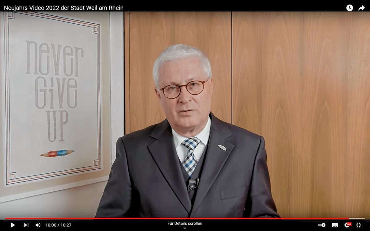 Oberbürgermeister Wolfgang Dietz im Neujahrsvideo Screenshot: wz