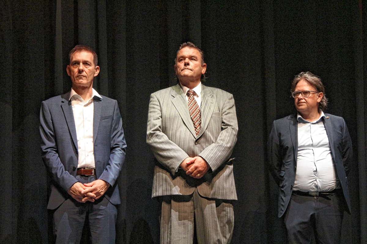 Die drei Lörracher OB-Kandidaten Jörg Lutz, Klaus Springer und Claus Seibt