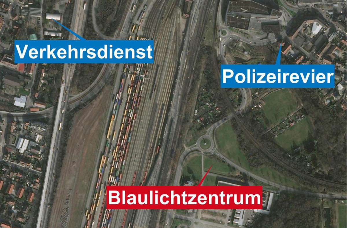 Im Blaulichtzentrum könnten Polizeirevier und Verkehrsdienst unterkommen. Foto: maps4news/Ingmar Lorenz