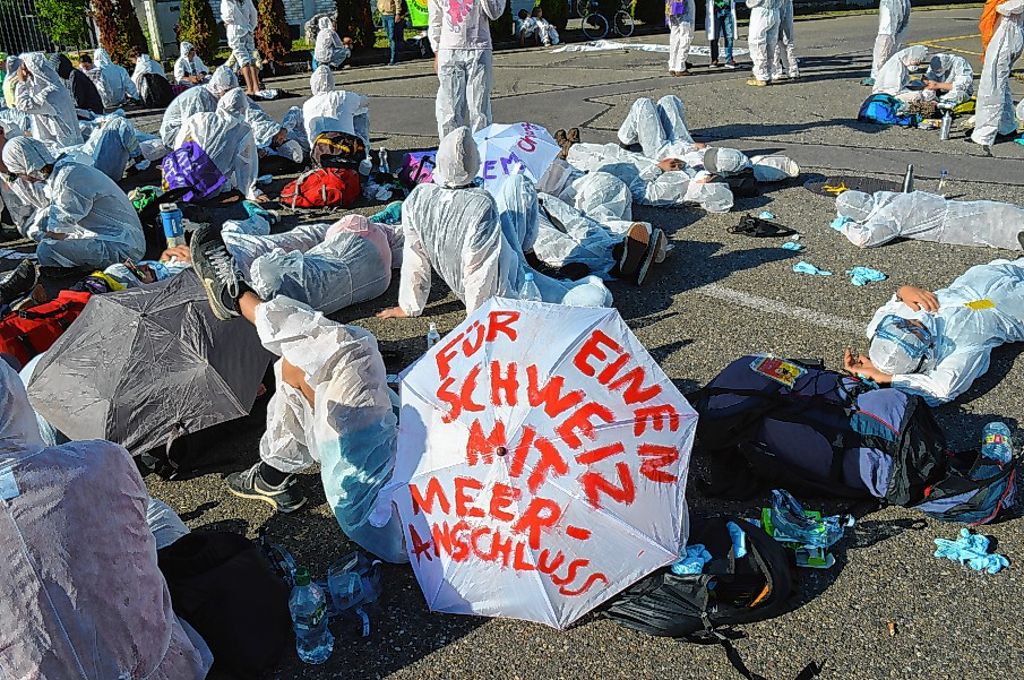 Basel: Umweltaktivisten protestieren gegen Klimawandel