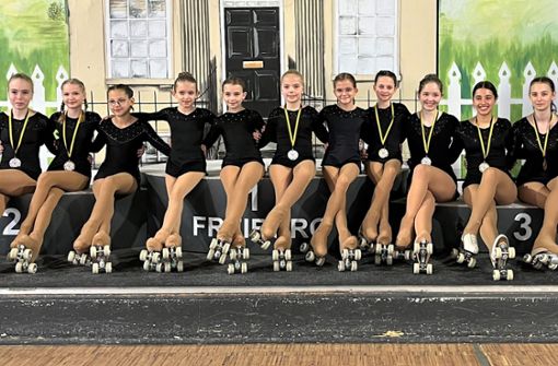 Weiler Rollkunstläuferinnen  bei den Baden-Württembergischen Meisterschaften in Freiburg. Foto: RSV Weil