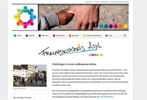 Die Homepage des Freundeskreises Asyl Lörrach Foto: mek