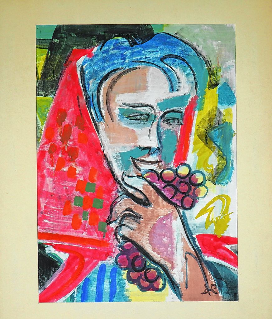 Adolf Riedlin, Winzerin mit Traube, 1948,   derzeit im Ibenthaler-Haus ausgestellt und als Postkarte im Dreiländermuseum erhältlich Foto: zVg Foto: Die Oberbadische