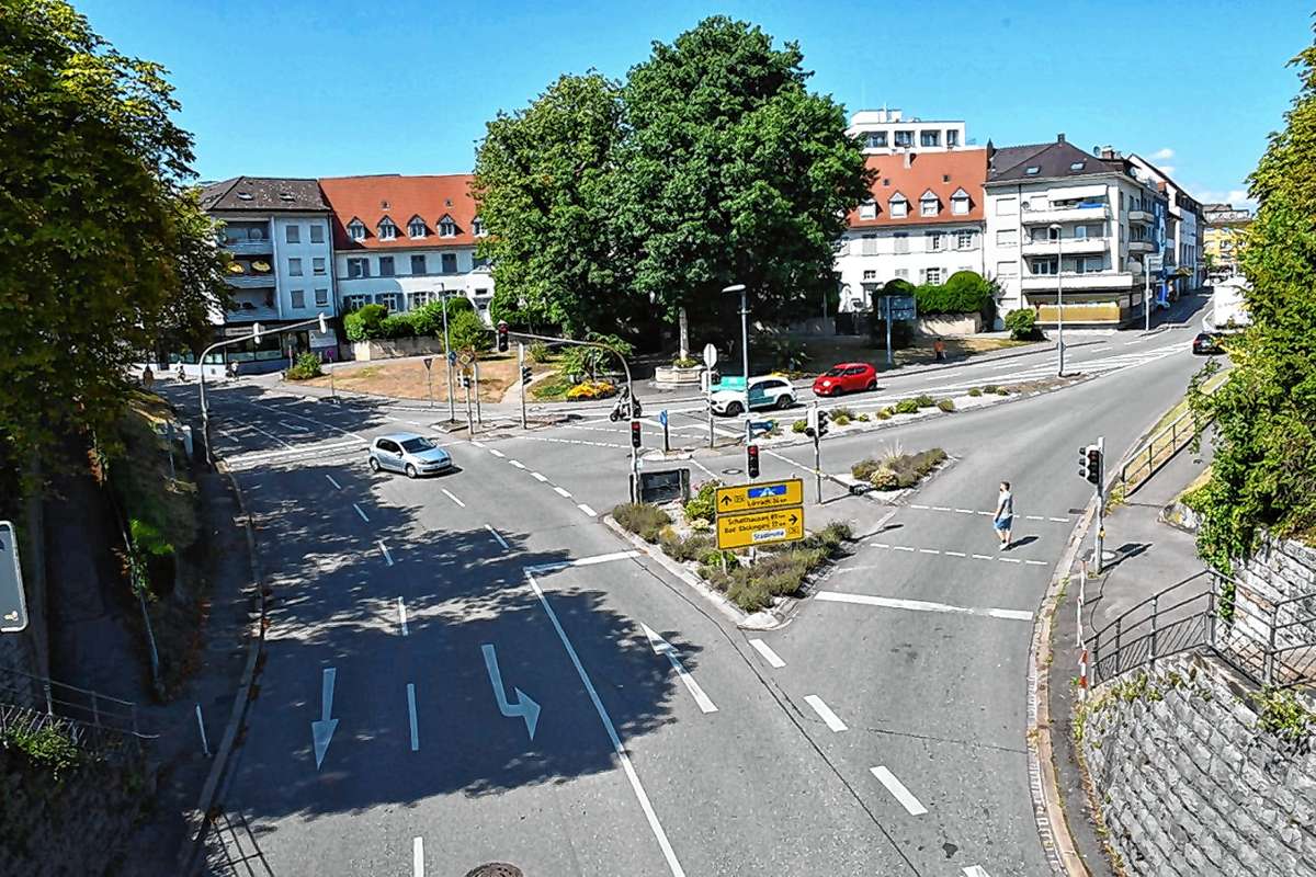 Vor der Rudolf-Vogel-Anlage soll ein Verkehrskreisel entstehen. Foto: Heinz Vollmar