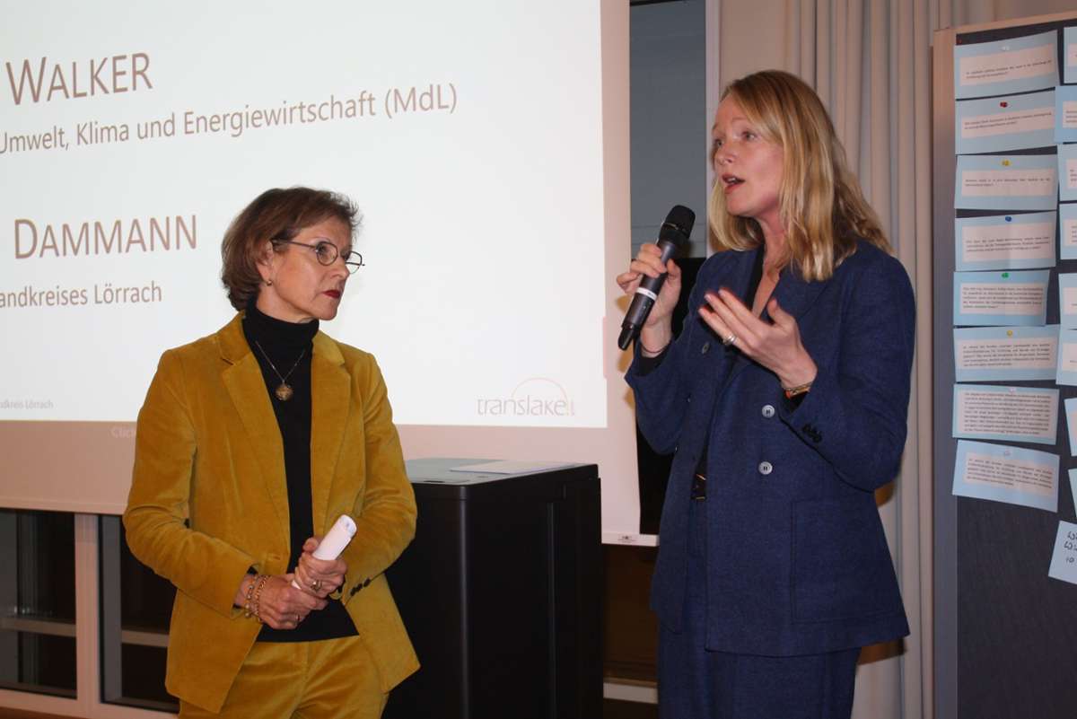 Landrätin Marion Dammann und Ministerin Thekla Walker beantworteten Fragen der Konferenzteilnehmer. Foto: Schennen