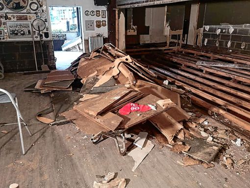 Das Vereinsheim der Fanfaren-Trompeter in Erfstadt wurde durch die Flutkatastrophe fast komplett zerstört. Foto: zVg