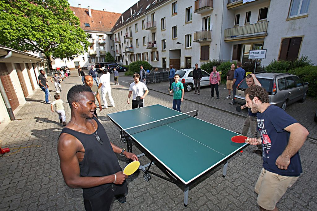Nicht nur beim „Rundlauf“ an der Tischtennisplatte stand bei Sport im Hof“ der Spaß im Vordergrund. Foto: Kristoff Meller