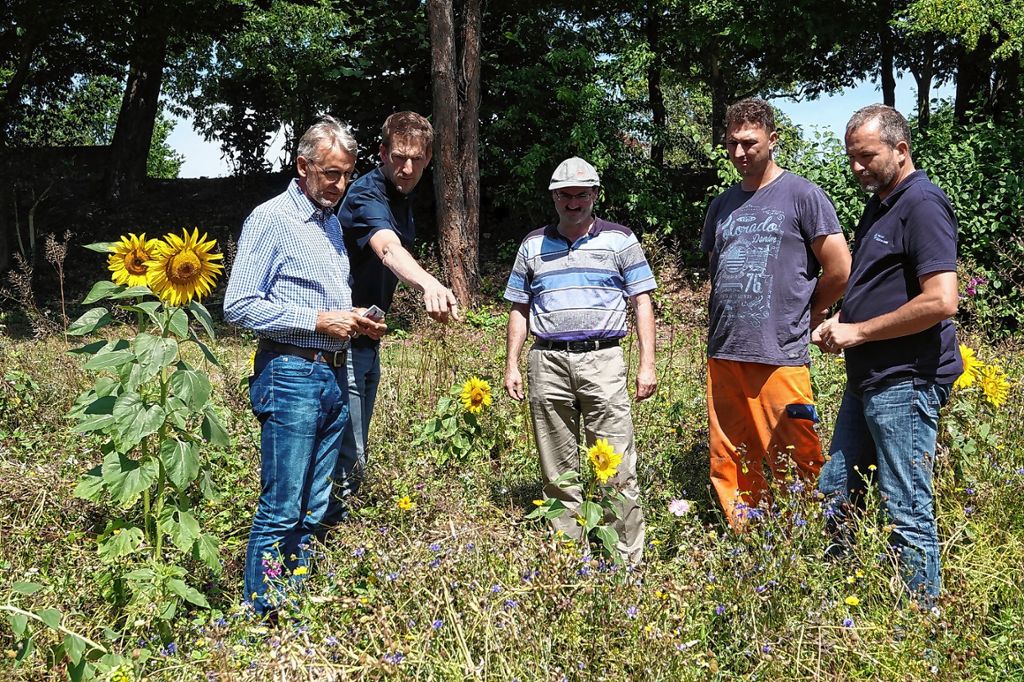 Der Bundestagsabgeordnete Armin Schuster (links) war auf seiner Sommertour zu Besuch in Steinen.   Foto: Hans-Jürgen Hege Foto: Markgräfler Tagblatt