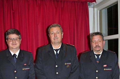 Die Leitung der Feuerwehrabteilung Malsburg: (v.l.) Michael Weltin, Frank Bigalke und Dirk Zierold Foto: Rolf-Dieter Kanmacher