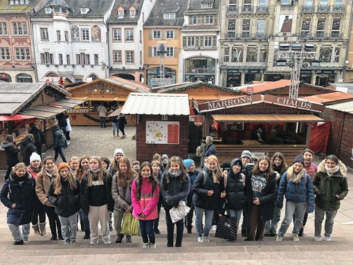 Joyeux Noël: Französischschüler der Hebelschule Schliengen haben einen Ausflug zum Weihnachts- und Wochenmarkt nach Frankreich gemacht. Foto: zVg
