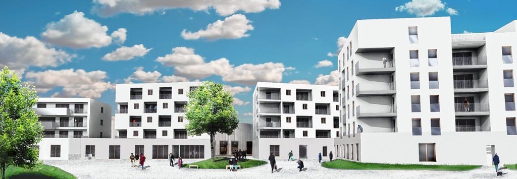 In den vier Häusern sollen unter anderem 86 neue Wohnungen entstehen.   Foto: Herrmann+Bosch Architekten